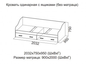 Кровать одинарная с ящиками (Без матраца 0,9*2,0) в Катав-Ивановске - katav-ivanovsk.магазин96.com | фото